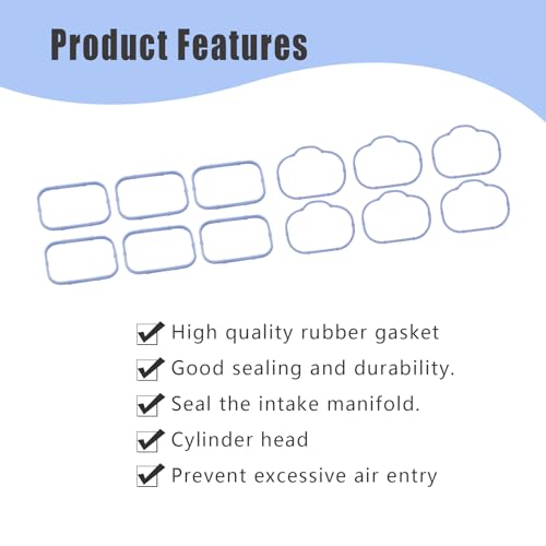 Image of 12 PCS Intake Manifold Rubber Sealing Gasket Set, Intake Manifold Upper and Lower Gasket Replaces# 5184562AC 5184331AC, Compatible with Dodge Chrysler