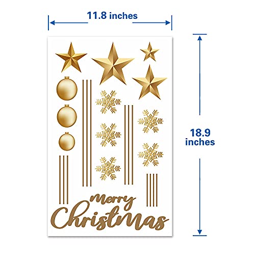 Merry Christmas Snowflake Gold Christmas Ball Bells Stars Decor Wall Stickers, Christmas Decorations Decals For Window Door, Holiday Series Party Décor For Kid’s Room Work Place Home #TOP6