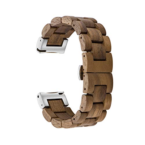 Bracelet bois 20mm compatible Samsung Galaxy Watch Active 2 acier 44mm