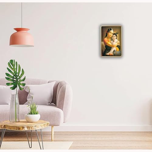 Image of Dharvika Innovations Kanha Maa Yashoda WIth Bal Krishna photo frame for pregnant women with golden Slim, Sparkle Coated Lamination frame 1867 30 x 45 cm (Design 1)