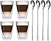 Produktbild Filosa 4x 280ml XL doppelwandige Thermogläser + 4x Edelstahl-Löffel - Latte Macchiato-Gläser - edle Thermogläser mit Schwebeeffekt von Feelino