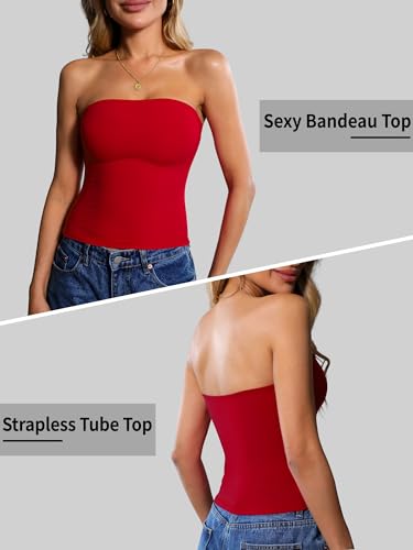 Image of Ibeauti Womens Tube Top Strapless Crop Tops Double Lined Sexy Y2K Going Out Off Shoulder Summer Top