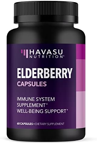 HAVASU NUTRITION Elderberry Capsules with Sambucus Nigra and Antioxidants for Added Benefits in Optimizing Immune Support and Immune Defense