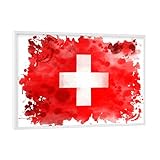 artboxONE Poster mit weißem Rahmen 18x13 cm Reise Flagge Schweiz - Bild Flag Country Flag