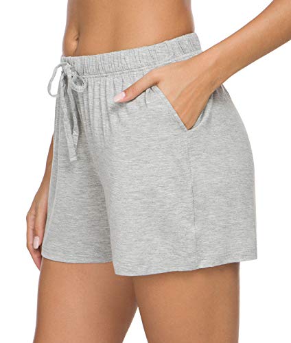 Amvelop Women Pajama Bottoms Sleep Shorts With Pockets Grey M #TOP1