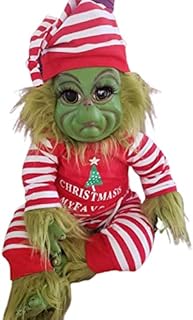Mxhuc Reborn Baby Dolls, Reborn Baby Grinc Toy Cute Christmas Stuffed Plush Realistic Cartoon Simulation Dolls Toy Hugging Doll for Children Home Decor, 8 Inches