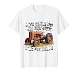 Cadeau drôle pour homme fan de tracteur vintage. Il est comme moi pas tout jeune mais formidable. Tee humour français parfait pour fermier, grand-père, papa ou oncle passionné de tracteurs anciens.