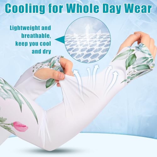 Image of Bebila Gardening Sleeves for Women Farm UV Sun Protection Anti-Scratch Cooling Sleeves with Thumb Hole Arms Cover Outdoors