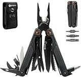 BIBURY Pinza Multiuso Leggere con Manico in G10, Pinza Multifunzione con Inserti Taglio Fili e Forbici, Coltellino Multiuso, Multitool per Campeggio, Escursionismo, Fai-da-te, Regalo Uomo - Nero