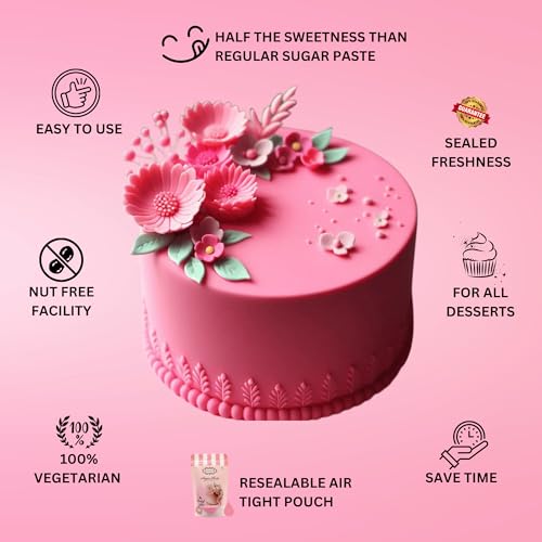 Image of Confect Old Rose Pink Fondant for Cake Decorating Fondant, Smooth & Pliable Icing for Cakes, Cupcakes & Sugarcraft | Vegan, Gluten-Free, Nut-Free, Palm Oil-Free - 250 Gms