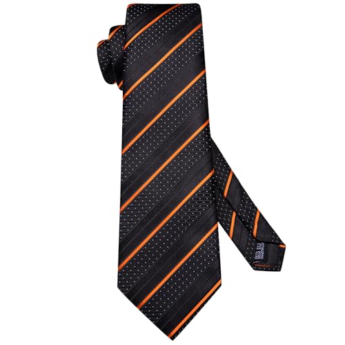 Image of Hi-Tie Men Ties Sets Silk Stripe Paisley Necktie Pocket Square Cufflinks for Business Wedding