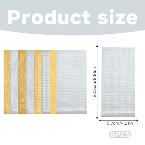 Wachsbuchstaben und Zahlen Aufkleber Set,8 Blatt Gold Silber, zum Selbermachen von Taufkerze Kommunionkerze