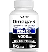 Fish Oil Omega 3 (4000mg), 120 Softgels,Omega 3 Fatty Acid Supplements with EPA &amp; DHA for Brain &amp;...