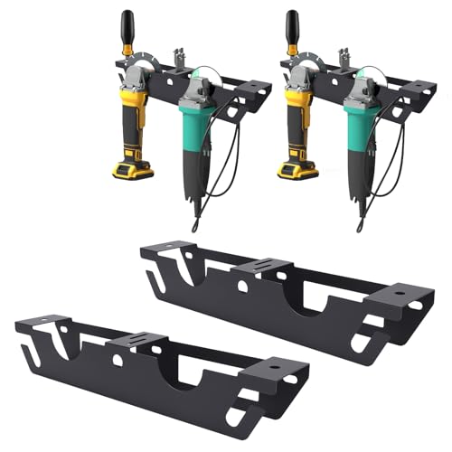 Image of WODHMIEY Angle Grinder Holder Wall Mount with 2 Bay Angle Grinder Storage Rack, Heavy Duty Tool Rack with Corded Tool Holder, Metal Tool Holder, Power Tool Storage Rack, Garage Tool Organizer (2 Pack)