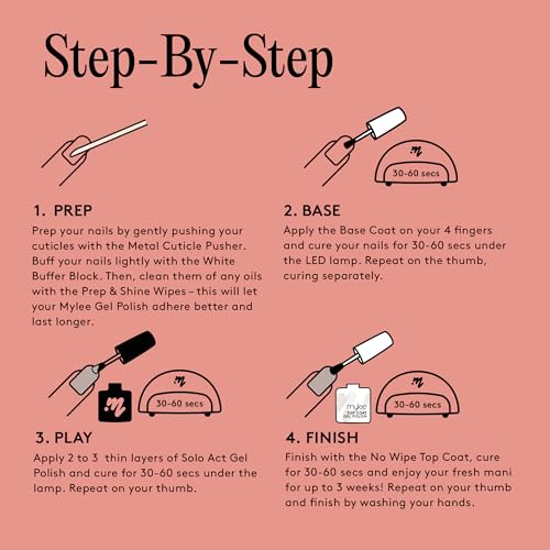 Mylee Beginners Kit - Set Professionale Per Smalto Gel Semipermanente, Uso Professionale E Domestico, Manicure E Pedicure, Include Lampada Led Per Unghie, Smalto Gel, Base Coat, Top Coat E Accessori - 6