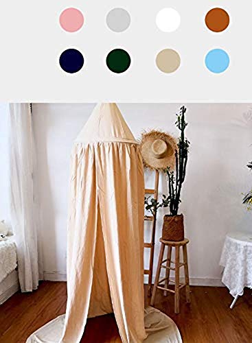 Princess Bed Canopy Net For Kids Baby Crib, Round Dome Kids Indoor Outdoor Castle Play Tent Hanging House Decoration Reading Nook Cotton Canvas Height 240Cm / 94.9 Inch (Navy) #TOP1