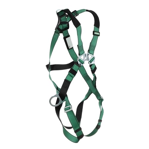 Msa 10197231 V-Form Standard Harness - Size: Extra Large, D-Ring Configuration: Back/Hip, Qwik Fit Leg Straps, Color: Green, Full Body Harness, Durable, Fall Protection #TOP3