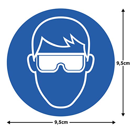 10 Stück Schutzbrille Aufkleber Augenschutz Verbotszeichen Gebotszeichen mit UV Schutz Warnzeichen für AuÃenbereich Innenbereich von STROBO 9,5 x 9,5 cm Schutzbrille – Bild 4