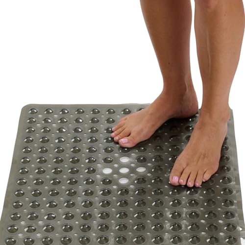 Image of ENKOSI Square Shower Matt Non Slip - 21 x 21 - Shower Floor Mat - Anti Slip Mats for Shower Stall - Shower Bath Mat - Shower Grip Mat (21x21 Clear Grey)