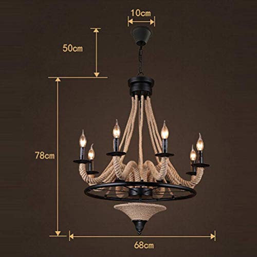 Lustre 8 têtes de chanvre et style rétro industriel pour éclairage de table - 3