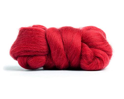 Merino Wool Roving, Premium Combed Top, Color Cinnabar, 21.5 Micron, Perfect For Felting Projects, 100% Pure Wool,Made In The UK