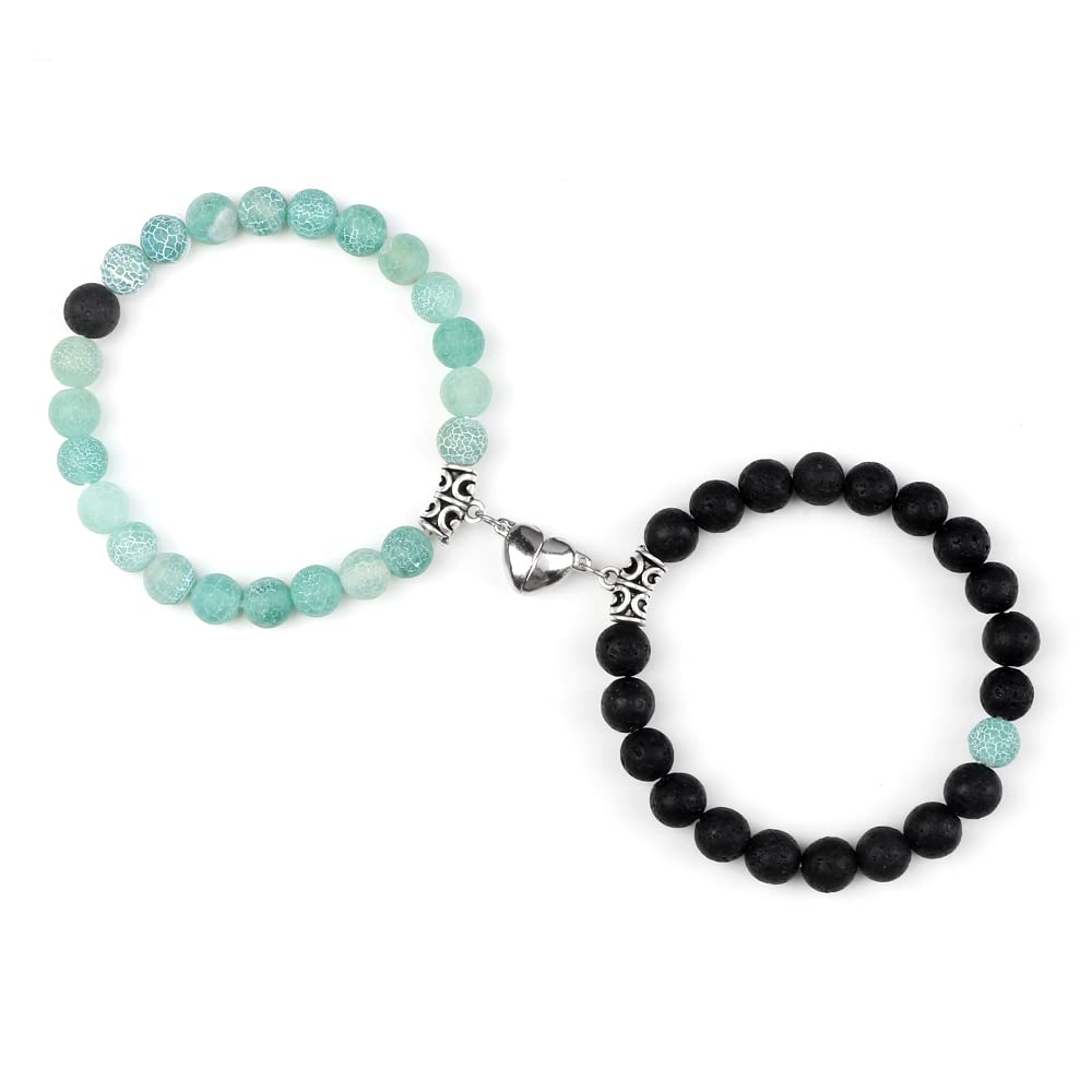 2PC/Set Heart Bransoletka magnetyczna Para Dopasowanie naturalnych wulkanicznych kamiennych koralików bransoletki miłośnik prezent