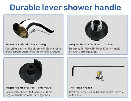 Image of Replacement for 100657 Moen Tub /Shower Lever Handle,Compatible with Moen Posi-Temp Valve Systems,Compatible with Moentrol Valve,Single Handle Faucets for Adjust Water Volume and Temperature ﻿,Chrome