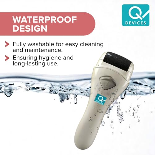 Image of Q DEVICES Electric Foot Callus Remover - Rechargeable Pedicure Tool with 2 Grinding Heads, Waterproof & Travel-Friendly Design for Smooth, Soft Feet