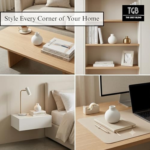 Image of Small Vase & Mini Bud Vase for Home Decor, White Handmade Concrete Flower Vase for Coffee Table, Shelf, Desk & Bedroom | Matte Finish (8x8 cm)