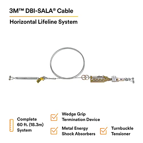 3M DBI-SALA Sayfline 7602060 Sistema de vida horizontal, cabo de 1,8 m com terminação de cunha, tens