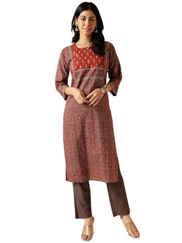 Image of Vbuyz Women's Floral Printed Straight Cotton Special wear Kurtas for Women | Cotton Kurtas for Women | A-Line Kurtas Kurtis | Designer Kurta | Kurtas for Women | Printed Kurtas