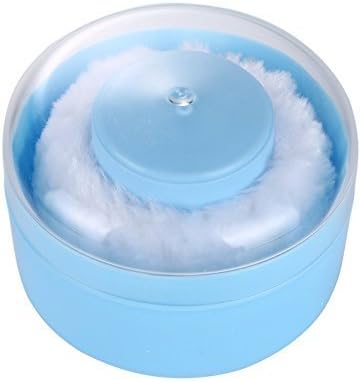 Travel Portable Baby Talcum Powder Puff Dusting Powder Container Talcum Powder Box Case Kit and Puffs with Handle - Blue & White