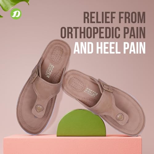 Image of DOCTOR EXTRA SOFT Womens Flat Memory Foam Slippers /Flip-Flops Fashion Stylish Casual Comfortable Diabetic Orthopedic Lightweight Synthetic Slip-On Sandals With Adjustable Buckle For Girls D-630
