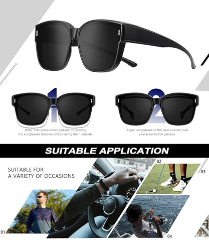 Image of KALIYADI Fit-Over-Glasses Polarized Sunglasses-for-Men Wrap-Around-Sunglasses: Mens Polarized Sunglasses UV400 Protection