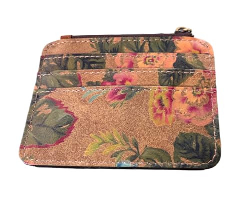 Patricia Nash Cassis Leather ID Case, Full-Grain Leather, RFID Blocking Wallet, Black/Tan, Heritage Style, with Card Slots & ID Window, Vintage Victorian Garden, 4.75x3.75x0.25 Inch2