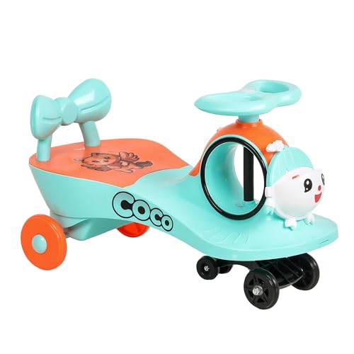 Image of KURB Ride On Swing Car for Kids 1-5 Years| Magic Car with Light & Music | Twister Car with Back Support | with Storage Basket| Comfortable & Durable Seat (Blue)