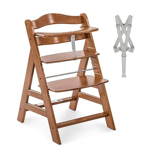 hauck Alpha Plus Trona Evolutiva, Madera de Haya Certificada FSC®, Sillas Tronas para Bebe desde 6 Meses hasta 90 kg, Silla Bebe con Arnés de 5 Puntos y Barra Protectora
