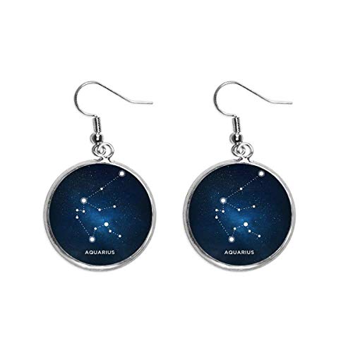 Pendientes de Acuario en plata de ley con diseño elegante de constelación del zodiaco