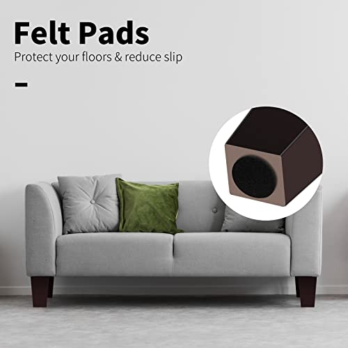TURSTIN Set of 8 Furniture Legs 4 Inch Square Solid Wood Couch Legs Replacement Sofa Legs Mid Century Furniture Feet for Armchair Bed Dresser Cabinet Include Installation Hardware, Brown by TURSTIN - Image 6