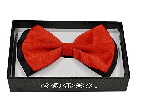 Classic Fashion Novelty Mens Adjustable Tuxedo Polyester Bowtie Wedding Bow Tie Necktie - Red w/ Black Highlight