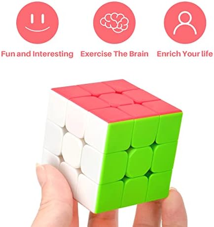 TOYESS Speed Puzzle Cube 3x3 Stickerless, Smooth Magic Cube 3x3x3, 3D Puzzle Toy Gift Christmas Stocking Fillers for Kids & Adults & Boys