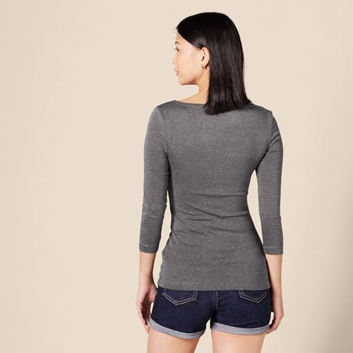 Image of Amazon Essentials Women's Slim-Fit 3 /4 Sleeve Boat Neck Cotton Modal Micro Rib T-Shirt