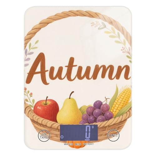 Automne Harvest Fruit Basket Illustration Perte de poids Balance alimentaire numérique 5 kg/5 g Balance précise en grammes et oz avec 4 unités pour rôtir la cuisson perte de poids pesa para alimentos
