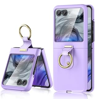 Maxdara for Motorola Razr 2024 Case with Ring [Not Fit Razr Plus 2024/2025], Moto Razr 2024 & Razr 2025 Case with Built-in Screen Protector Slim Thin Cover(Purple)