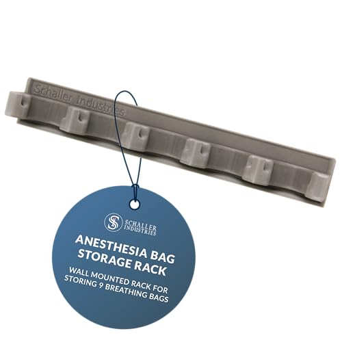 Image of S I Veterinary Anesthesia Bag Wall Rack - 5 Collar Mounts & 4 Ring Mounts, Holds 9 Bags, Damage-Free 3M Command Strip Install, For Veterinary Use Only (Silver)