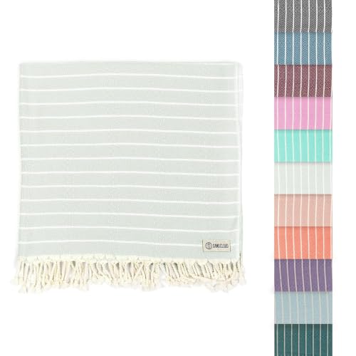 Sand Cloud Turkish Beach Towel - Sand Resistant - 100% Certified Organic Turkish Towel - Quick Dry Towel for Beach Picnic Blanket or Bath Towel - As Seen on Shark Tank - Gocek (Sage Green)