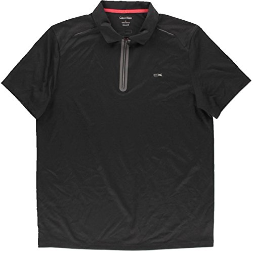 Calvin Klein Men's Plaid Mesh Polo with Welded Zipper