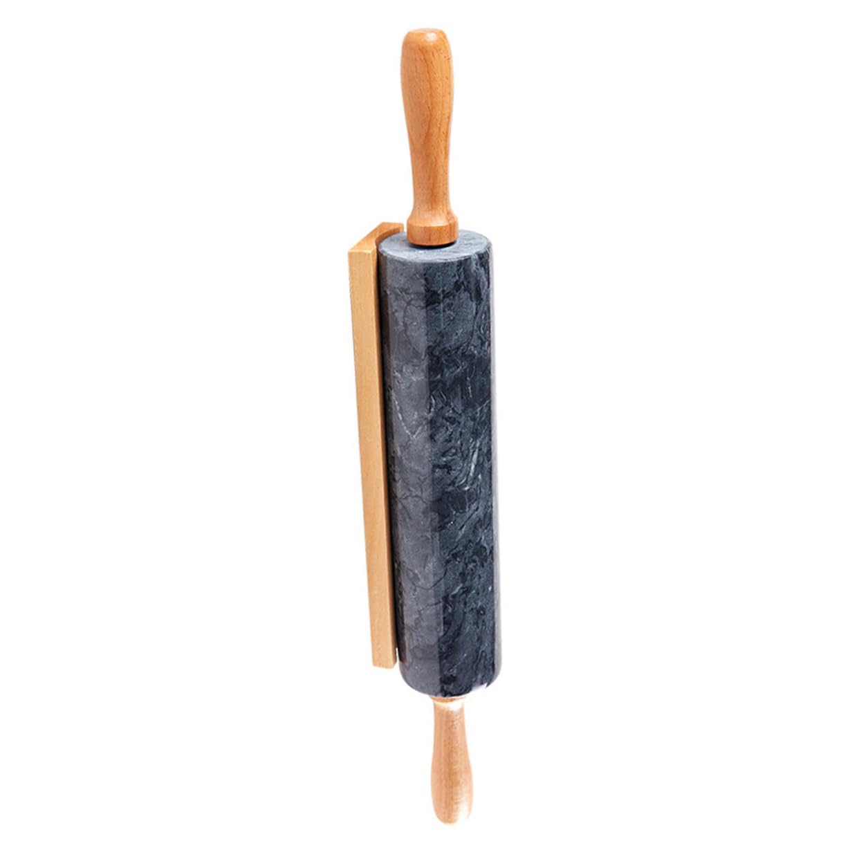 Alipis Rouleau à Pâtisserie en Marbre Manche en Bois, Noir