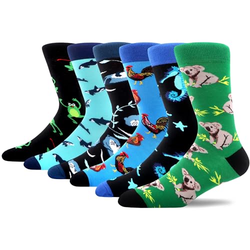 MAKABO Bunte Lustige Herren Socken, 6 Paar Tier Motiv,