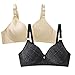 2PC Soutien-Gorge en Dentelle Sexy pour Femmes Brodé de sous-Vêtements, Soutien-Gorge Doux Grande Taille, Push-up Brassière Gilet Doux et Confortable Respirant Sport Physique Yoga Sommeil